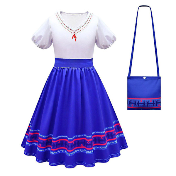 Lasten Encanto-tyttöjen mekko Encanto-asu sopii 3-10-vuotiaille（130cm）