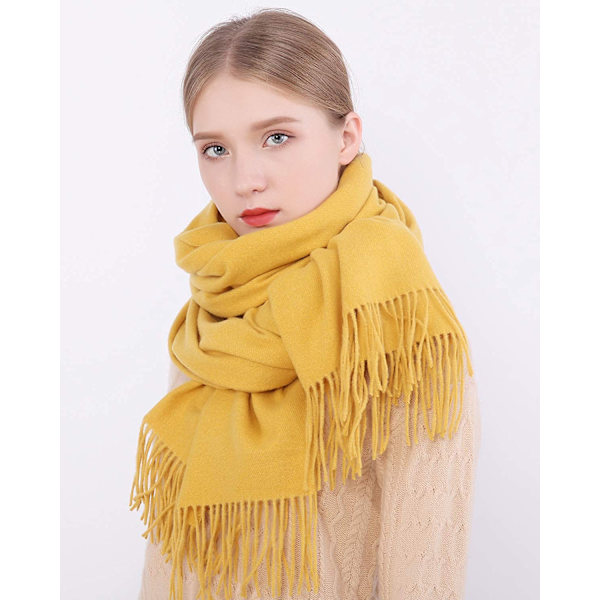 Varmt Vinter Skjerf Sjal Wrap For Kvinner og Menn Lange Store Myke Skjerf-Gul