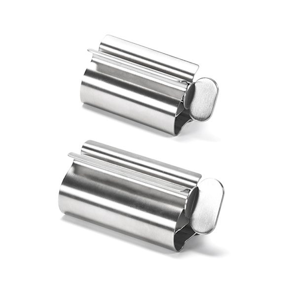 2 stk. tandpastaklemmer i rustfrit stål, tandpasta dispenser, manuel roterende squeeze cleaner clip
