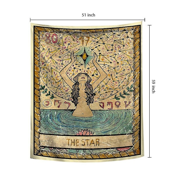 Tarot Star Gobeläng, Tarotkort Astrologi Gobeläng Väggbonad Gobeläng För Sovrum 51 X 59 Tum