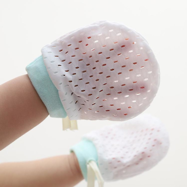 3 par baby mesh-hansker i bomull, kløfrie votter (0-18 måneder)
