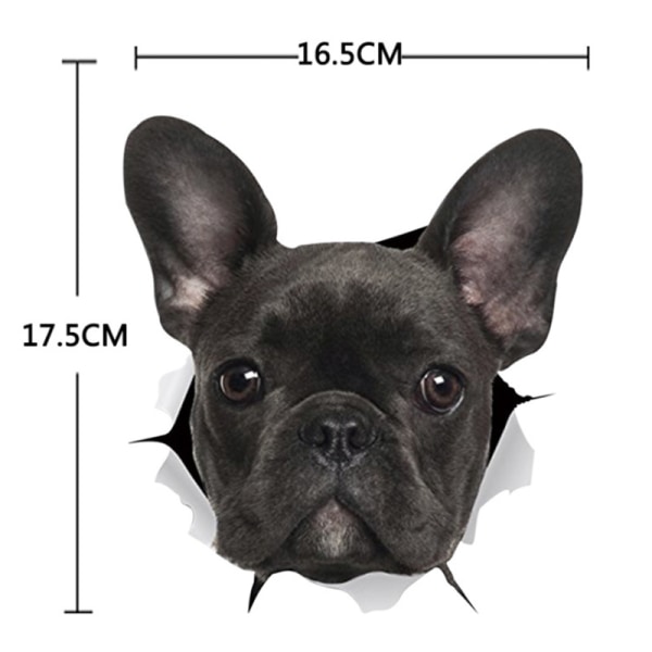 3D-veggklistremerker for hunder - 1 pakke - Morsomme dekorative klistremerker - Svart
