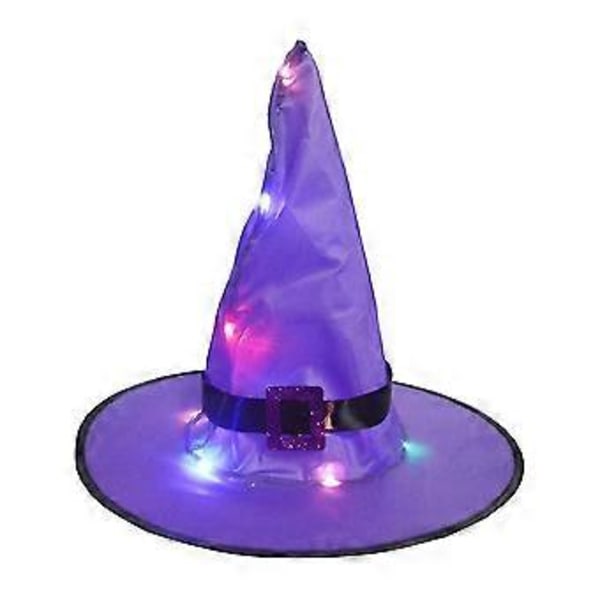 Valaiseva noitahattu, juhlava LED-valohattu, Halloween-juhlahattu, päähine, valokuvarekvisiitta Purple