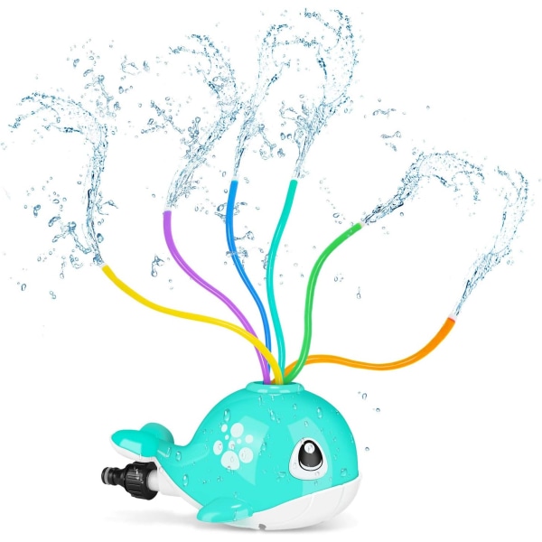 Whale Toy Water Sprinkler, barnleksakssprinkler med 6 vridbara rör