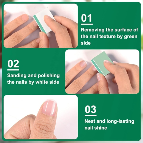 Nagelpoleringsblock och glansset, 50 mini nagelpoleringsblock för polering av släta och glänsande naturliga naglar, 600/4000 korn