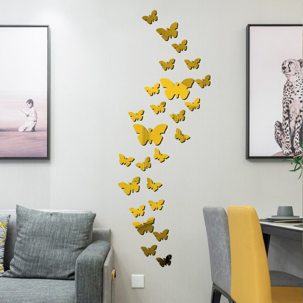 Butterfly Acrylic Mirror Stickers (Gold), Miroir acrylique autoco