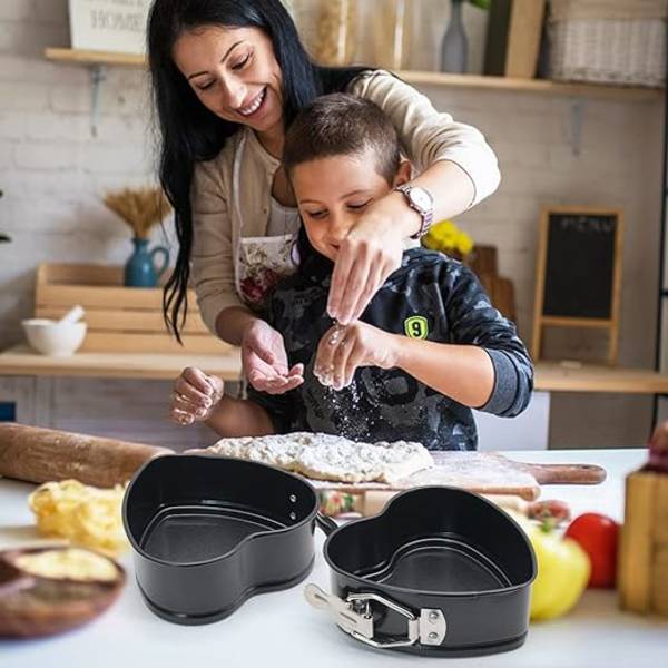 2-delad rund kakform med non-stick-beläggning, hjärtformad tårta