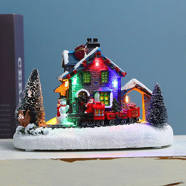 Juldekoration LED-lampor snöhus glödande koja prydnader