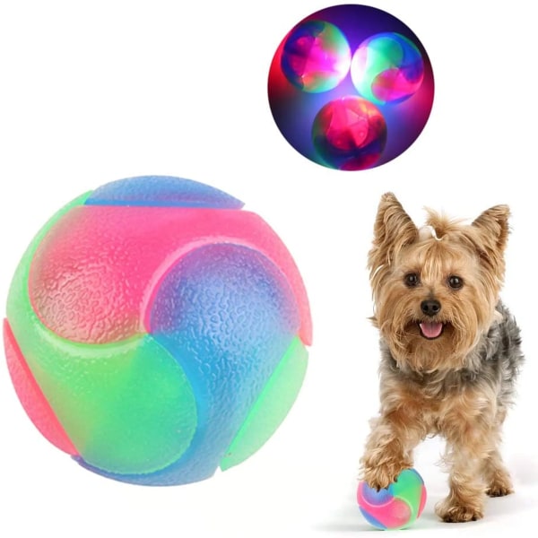 Blinkande tre färger elastisk boll och hundboll 5,5 cm frostad modell g