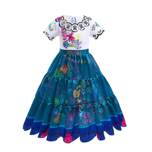 Encanto barnklänning för barn Encanto kostymklänning passar 3-10 år (160 cm)