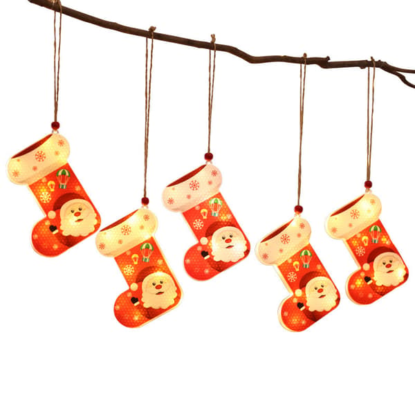 6 LED julelys, julemand lanternekrans, julemand,