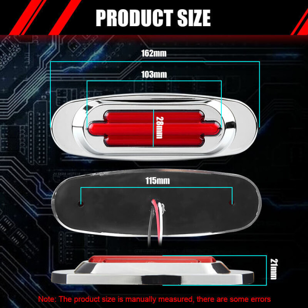 Amber Red LED -sivumerkkivalot vilkkuvalot kuorma-autoon, perävaunuun, matkailuautoon