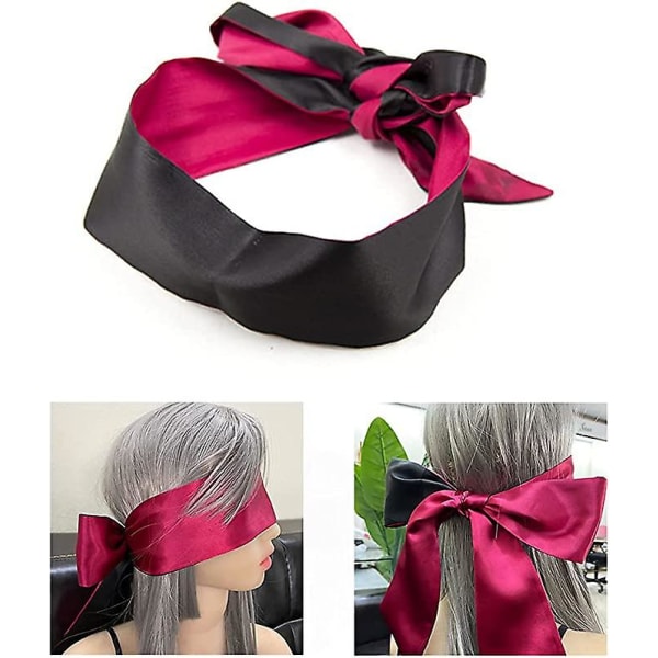 1 stk. Satin sovemaske Blød silke sovemaske Søvn øjenmaske Søvn sovemaske til sovende spil (sort rød)