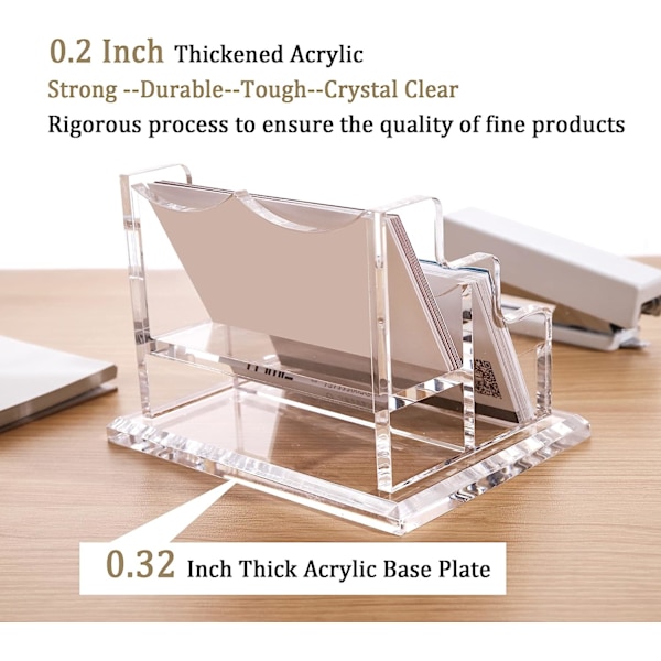 Visitkort Holder til Skrivebord 2-lags 2 Slots, Klar Akryl Visitkort Display Stativ, Holder 100 Kort - 1 Pakke (2 Slots-H)