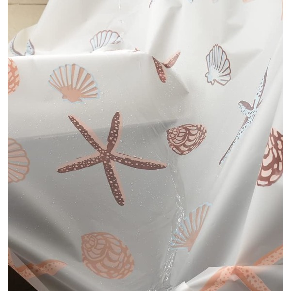1 ST Starfish Elegant PEVA duschdraperi med plastkrok för Ba