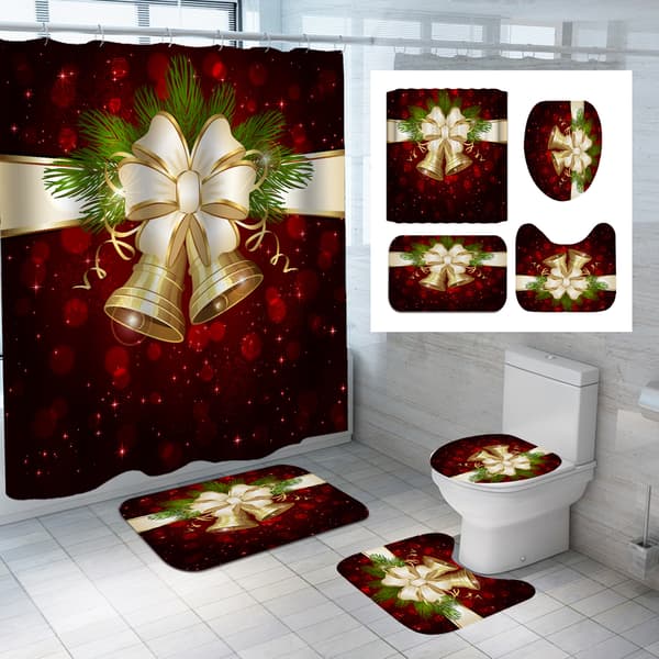 Julbells toalettset, tryckta duschdraperier, gardiner, han