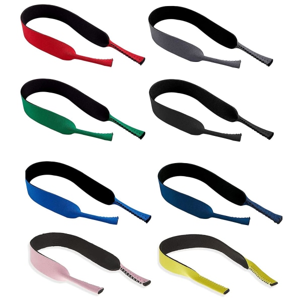 8-pack neopren Säkert elastiskt snörhållarband för sportglasögon och solglasögon, glasögonhållarrem