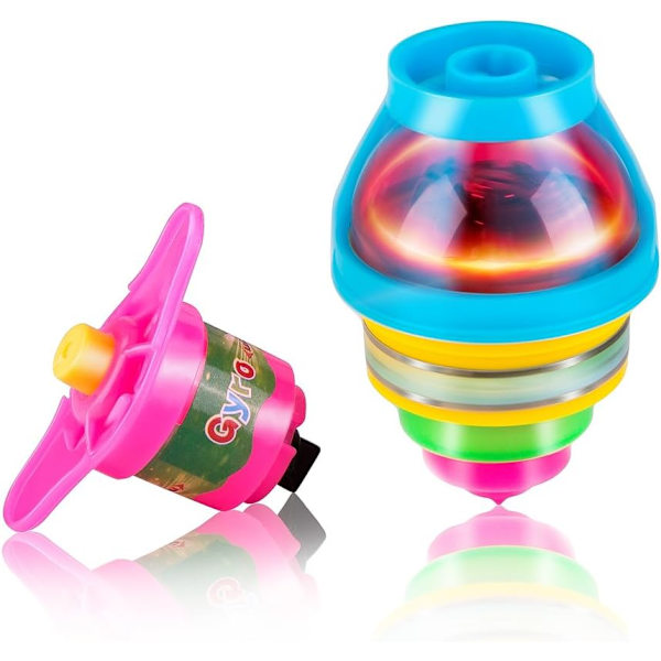 15 stk. LED blinkende UFO snurrende toppe med gyroskop nyhed bulk fest favoriser legetøj