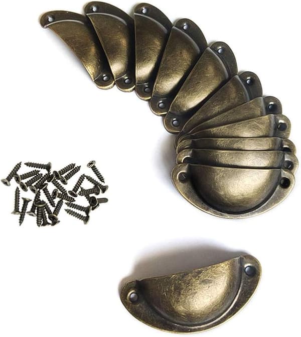 12 stk. Vintage Shell Messing Håndtag, Retro Shell Håndtag til Cabi