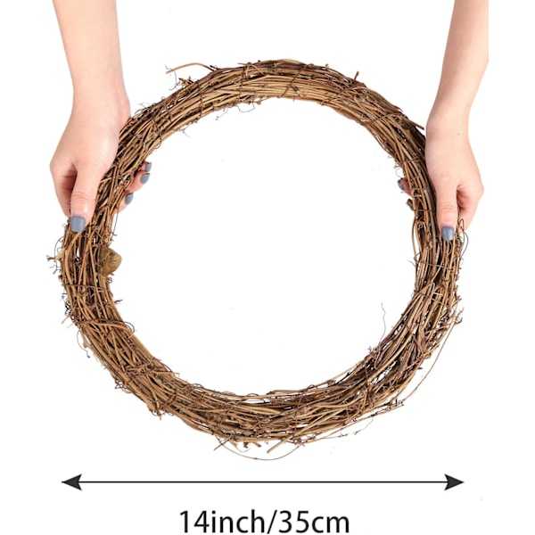 2 kappaletta 35 cm luonnonviiniköynnöskranssia DIY-askarteluviiniköynnöskranssi
