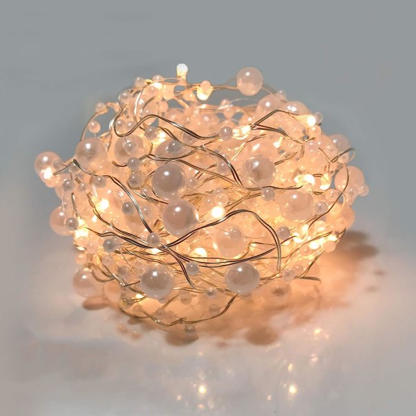 String Lights Battery Powered 50 LED 5M Pearl Fairy Light with 8