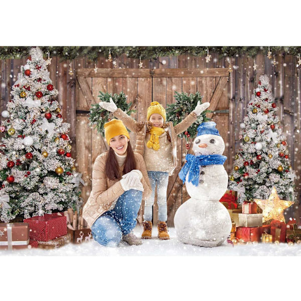 7x5FT Polyester Stoff Vinter Jul Rustikk Låvedør Pho