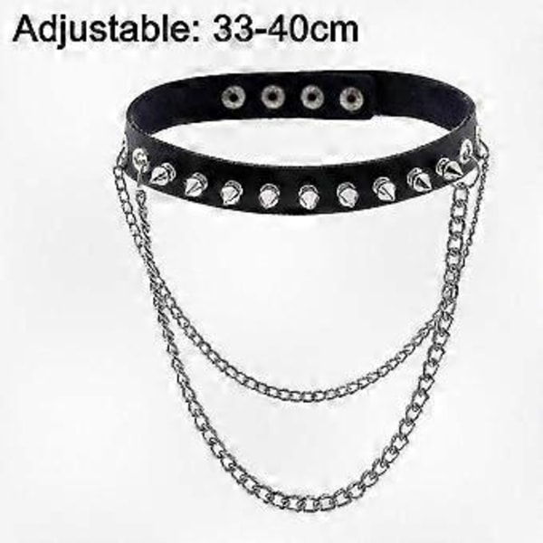  edgy naglehalsbånd i lær med lenker for en unik punk goth-stil Black