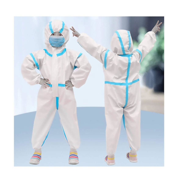 Barnens Engångsöverdragsdräkt med Huva Skyddande Klänning Helkroppstäckande Dräkt Dammtät Jumpsuit Jacka 90cm