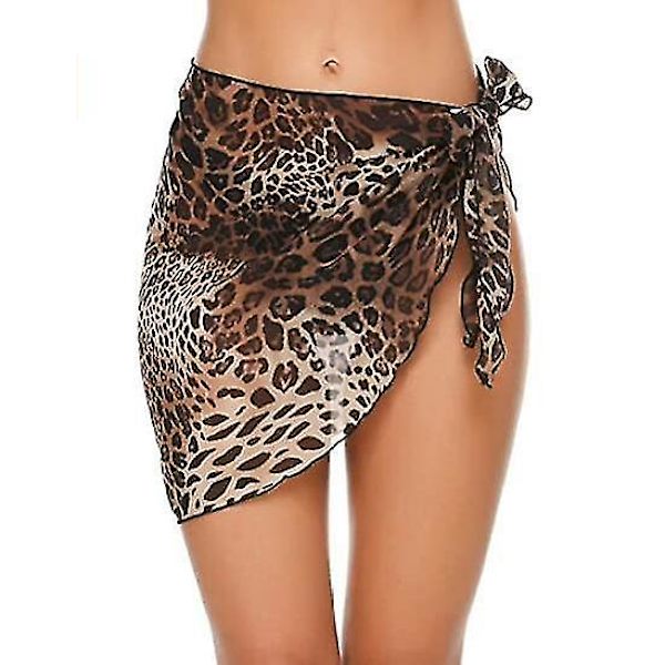 Strand Sarong Sarong Badetøjsdækken til kvinder Åndbar Hurtigtørrende Sarong Nederdel 208*50cm Leopard