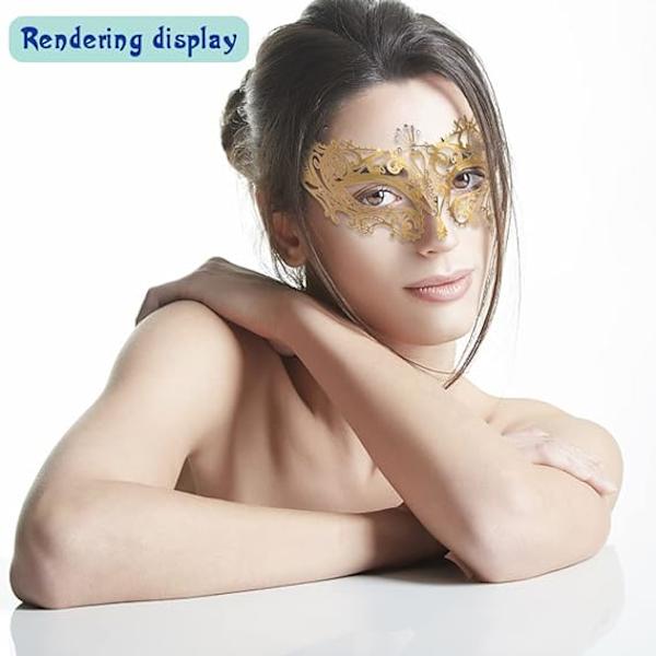 Lady of Luck Kvinners Maskeball Blonder Maske S (Golden-01 Metall)