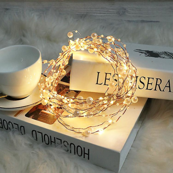 Ocean Pearl Beads String Lights, 2m 20 Led Lys Batteridrevet Til Bryllup, Fødselsdagsfester Diy Hjem Mantel（2M）