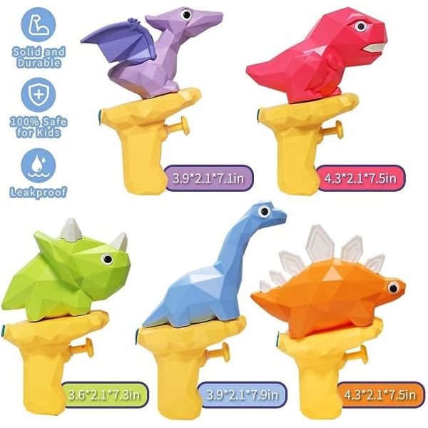 5 stk Dinosaur Toy Vannpistol Skyve Mini Tegneserie Vannpistol Spille Vannleker