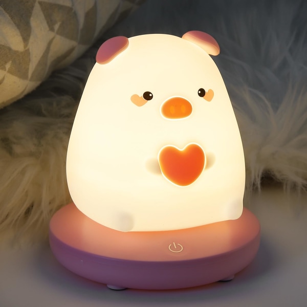 1pc children's LED nightlight, silicone piglet nightlight, dimmab