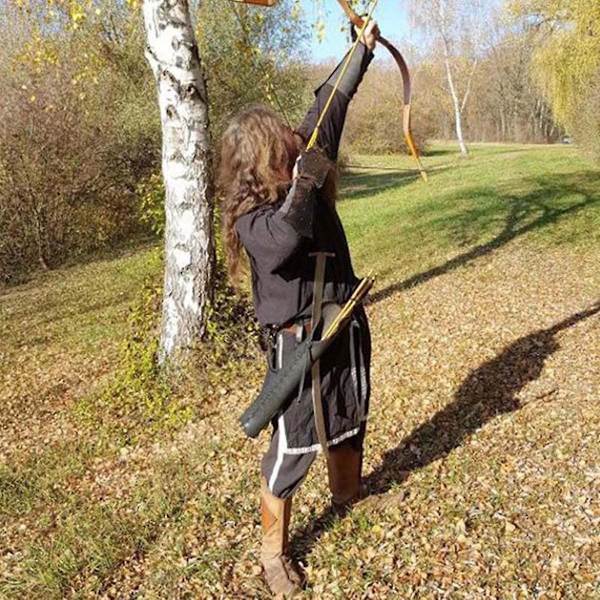 Middelaldersk lær vintage pilkogger bueholder cosplay bueskytter jeger Larp rekvisitter Steampunk recurve bue jakt skytepose（Brun 2）