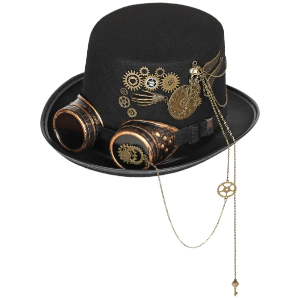 Steampunk Top Hat Gear Gothic Glasögon Retro Tung Industri Hatt Huvudbonad