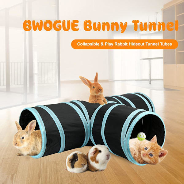 1 st Pet Tunnel, Fällbar 3 Vägar, Kanin Gömma Liten Djur Aktivitet Tunnel Leksak för Unga Hundar Kanin Marsvin Kattunge