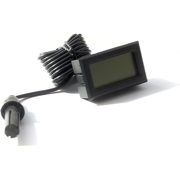 LCD Digital Tuner Inbyggd Termometer Hygrometer med Extern Sond för Kläckare Akvarium Fjäderfä Reptil Svart.