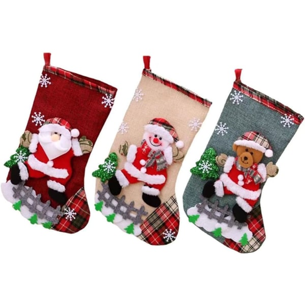 Julstrumpor, 3 stycken julstrumpor Deco, hängande julstrumpor
