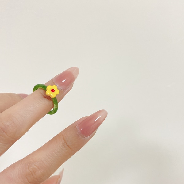 Plastic book ring metal ring clip ring 6 pieces Charming multicolor flower ring