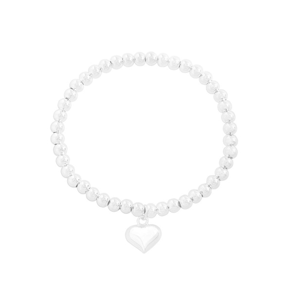 Glass Pearl Beaded Stretch Bracelets with Heart Charm