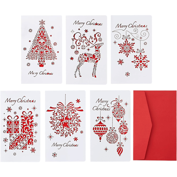 6 stycken julkort, julplånbokskort med kuvert