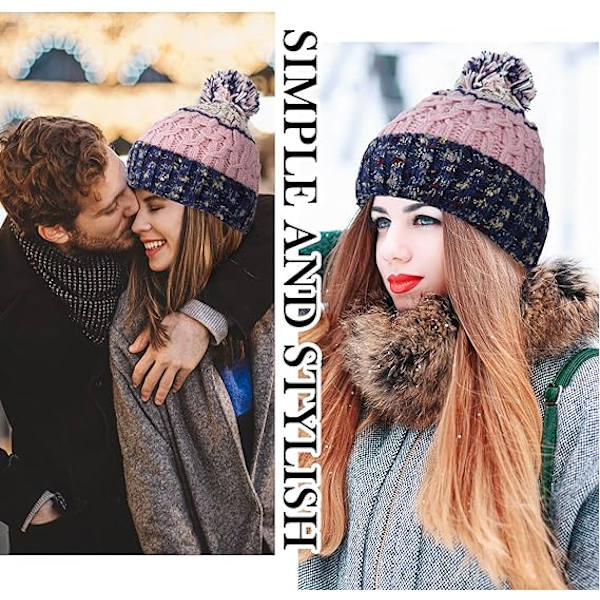 Vinterlue Beanie med Kabelstrikk og Termisk Fôr
