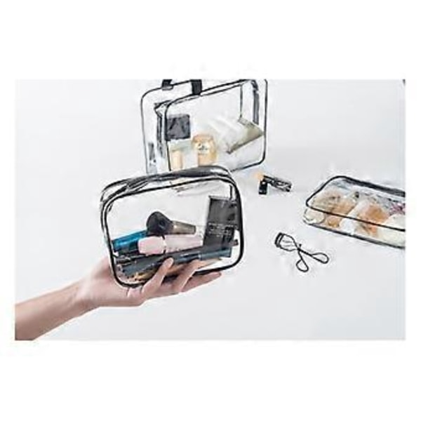 3-pack Genomskinlig Transparent Sminkväska transparent()