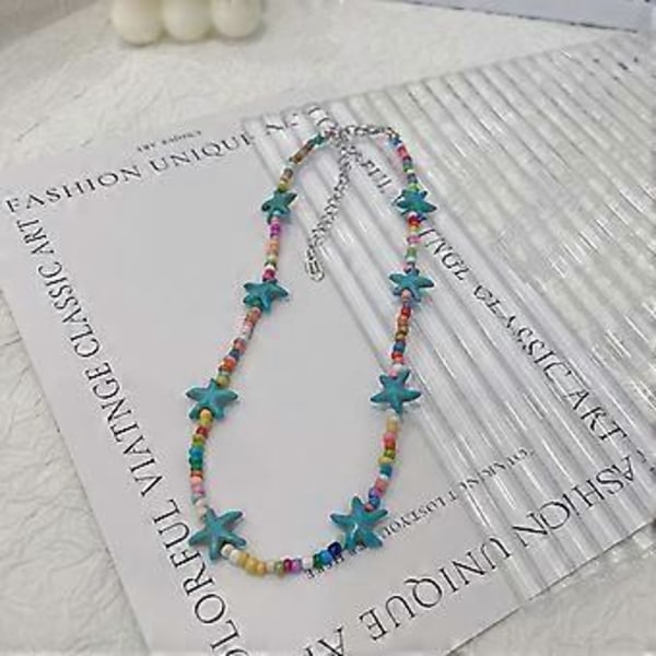 Helmillinen kaulaketju rantatyylinen meritähtikoru helminauha kaulakoru naisille tytöille muotikorut asuste lahja OffWhite Beads