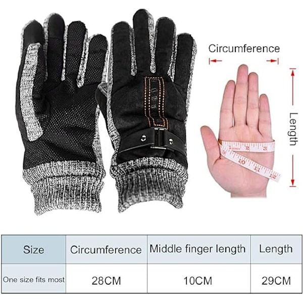 Brune herre vinter læderhandsker tykke varme fleece vindafvisende handsker