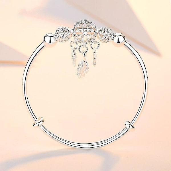 Justerbart 925 Sterling Sølv Drømmefanger Duskkule Charm Armbånd &amp;bangle For Kvinner Elegant Smykker Sl209