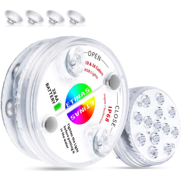 LED dykkerlys med sugekop magnet swimmingpool fisk badekar
