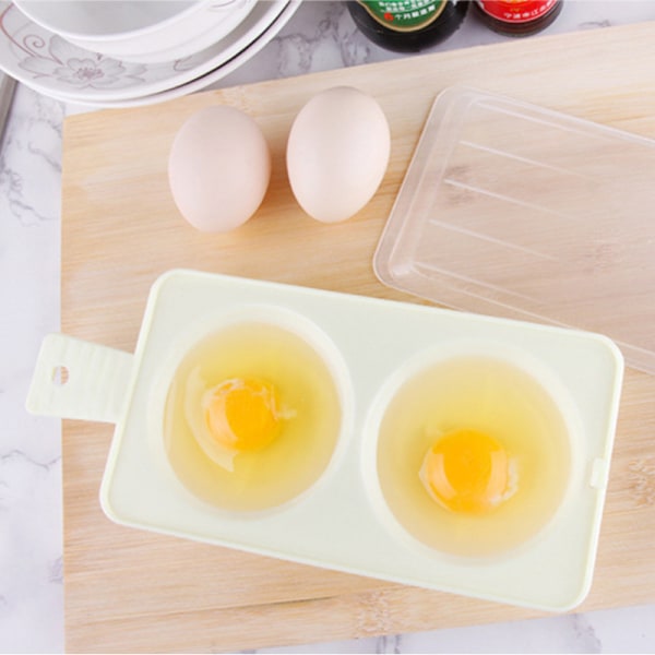 2 stk Double Cup Eggkoker Mikrobølgeeggkoker Mikrobølgeeggkoker for raskt å tilberede perfekte og næringsrike dampede egg