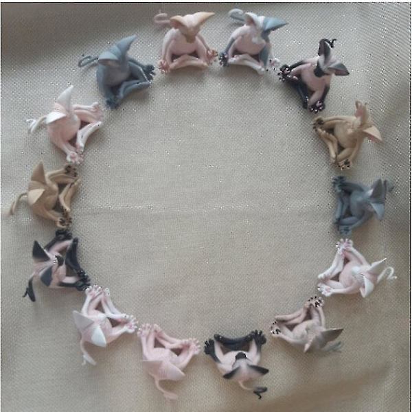 Sphynx katt mediterar samlarobjekt miniatyr Buddha figurin djurmodell docka leksaker hårlös prydnad rosa grå