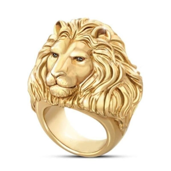 Guld lejon djurmotiv ring 11